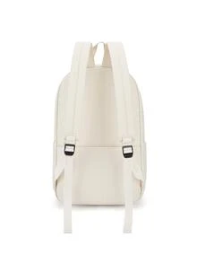 中學生背包適用於青少年男女大學生男女,帆布休閒書包,輕巧的基本筆記本電腦旅行背包,可愛的背包適用於學校大學背包,大容量書包適用於男女學生旅行背包 - 白色 - 查看 4