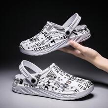 Women Letter & Star Pattern Multi-way Wear Clogs, Fashionable Outdoor EVA Vented Clogs - White - View 4