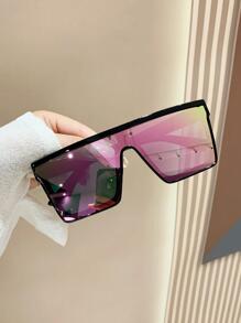 1 chiếc kính thời trang gọng lớn liền khối, kiểu dáng Y2K đường phố, unisex, phù hợp cho các hoạt động ngoài trời, thể thao, bãi biển, lễ hội, du lịch, thời trang đường phố, kỳ nghỉ, lái xe, câu cá, các hoạt động ngoài trời, tiệc tùng mùa hè trên bãi biển, v.v. - Hồng - Xem 2