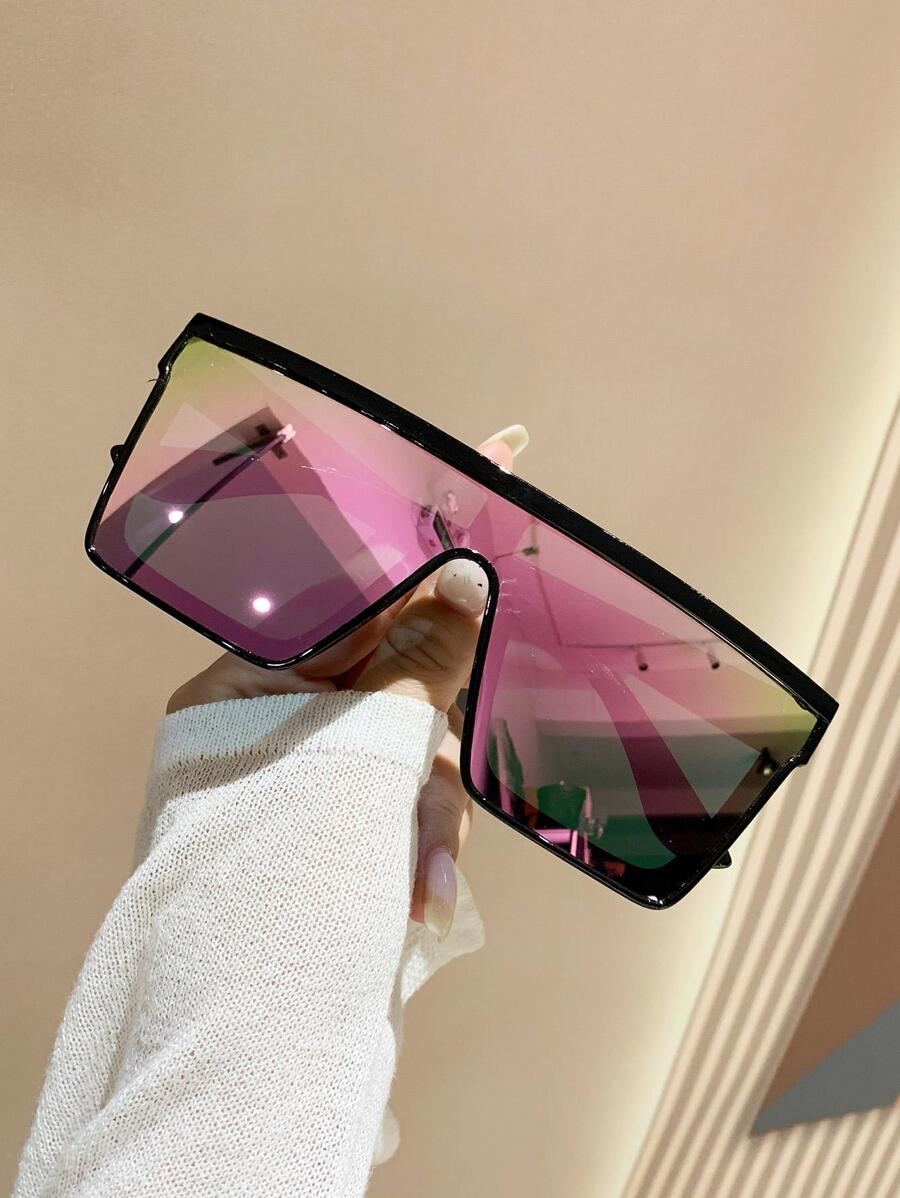1 chiếc kính thời trang gọng lớn liền khối, kiểu dáng Y2K đường phố, unisex, phù hợp cho các hoạt động ngoài trời, thể thao, bãi biển, lễ hội, du lịch, thời trang đường phố, kỳ nghỉ, lái xe, câu cá, các hoạt động ngoài trời, tiệc tùng mùa hè trên bãi biển, v.v. - Hồng - Xem 1