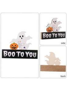 1入組萬聖節裝飾用品南瓜木頭裝飾物氛圍裝飾 - 彩色 - 查看 2