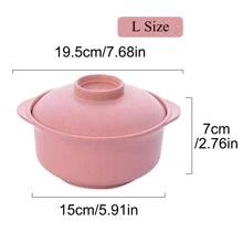 1套素色碗和湯匙 - 粉色 - 查看 6