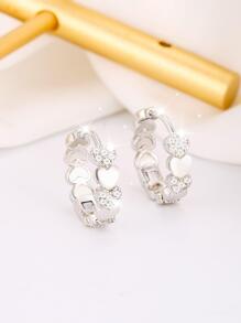 1 对精美心形铜锆石环状耳环适合女孩派对生日礼物儿童珠宝