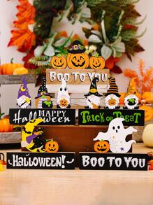 1入組萬聖節裝飾用品南瓜木頭裝飾物氛圍裝飾 - 彩色 - 查看 7