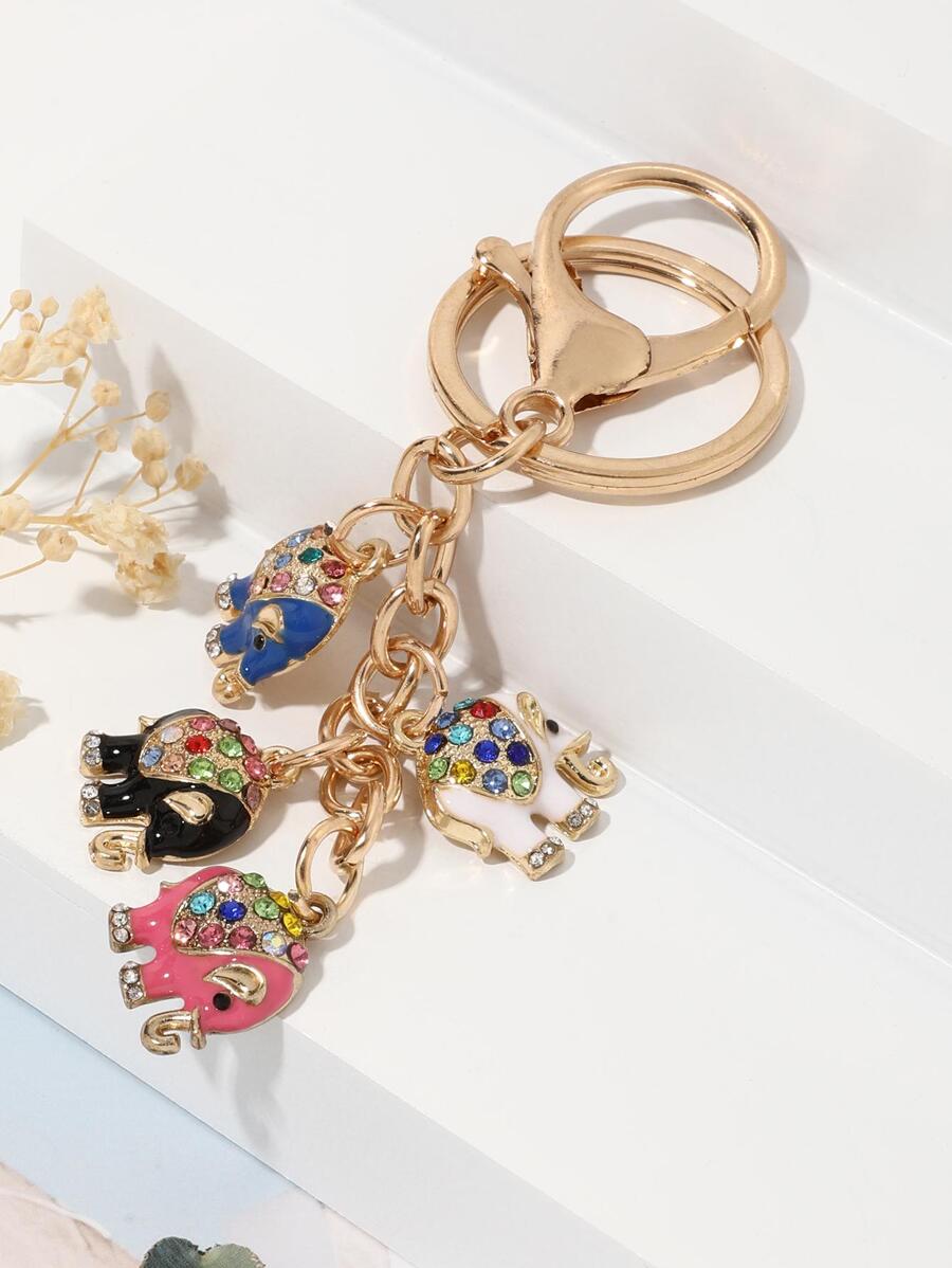 Metallic Elephant Shaped Diamond Covered Keychain For Girls | SHEIN USA