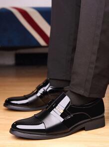 男士字母細節工作黑色正裝樂福鞋 - 黑色 - 查看 2