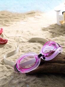1套裝的泳鏡帶鼻夾和耳朵適用於成年人和兒童 - 紫色 - 查看 1
