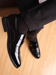 男士字母細節工作黑色正裝樂福鞋 - 黑色 - 查看 4