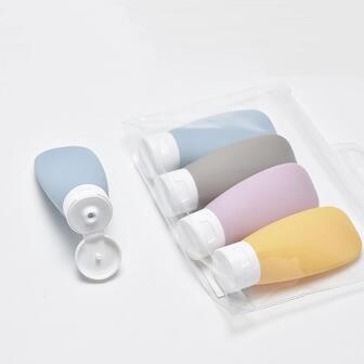 4入組旅行瓶套裝，可重裝的化妝品容器，用於盛裝個人護理用品洗髮水、沐浴露等液體旅行瓶乳液擠壓式容器60毫升