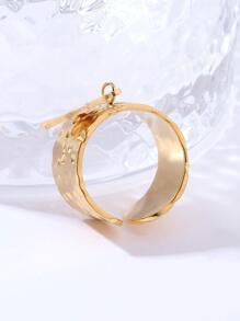 1pc Stainless Steel Open End Star Pendant Ring - Yellow Gold - View 4