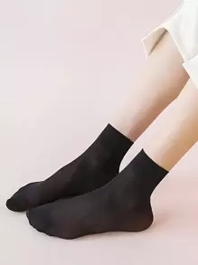 1/10 Pairs Black Sheer Breathable Socks, Suitable For Everyday Wear, Fall Socks - Black - View 2