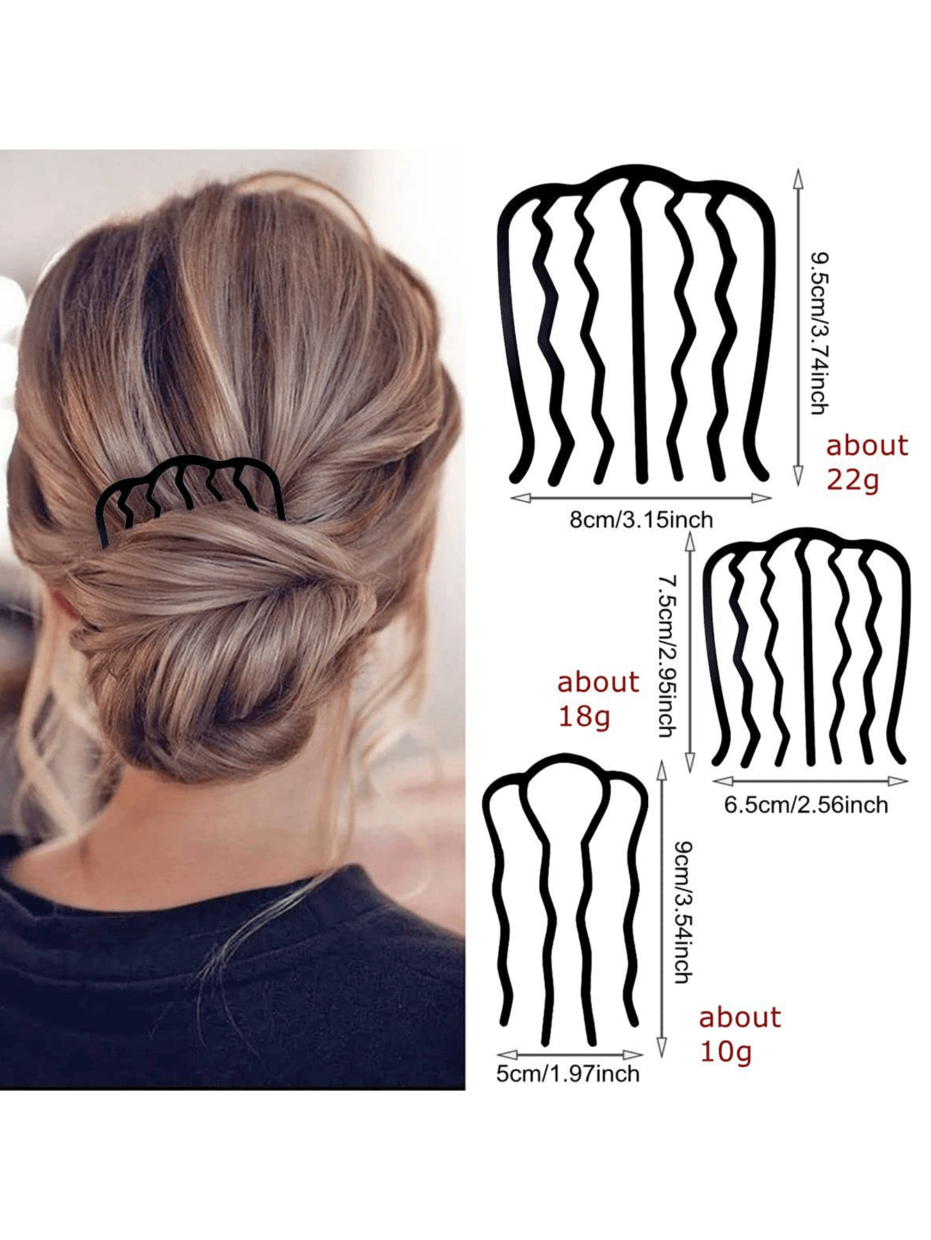 6 Piece Metal Hair Side Combs Hair Fork Clip Teeth Hair Pin Stick For