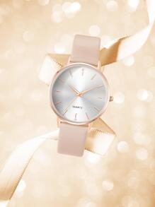 Luckyfox Dry Battery Packaged Simple Round Dial Youth Student Narrow Strip Hour Markers Quartz Watch Suitable For Daily Life - Beige - View 5