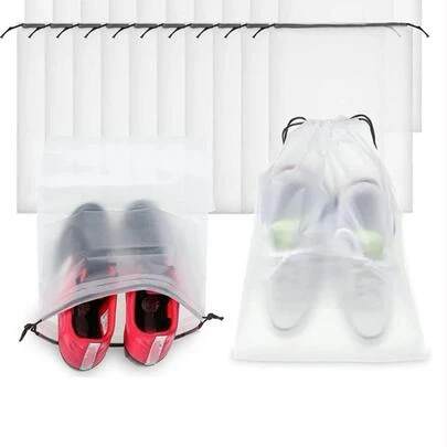 1/5/10pcs Transparent Plastic Storage Bags, Portable Travel Shoe Bags, Waterproof Shoe Bags, Drawstring Shoe Organizers, Unisex Travel Storage Drawstring Shoe Covers, Dust-Proof Packing Bags For Women, Travel Essential, Cruise Essential, Holiday Essential
