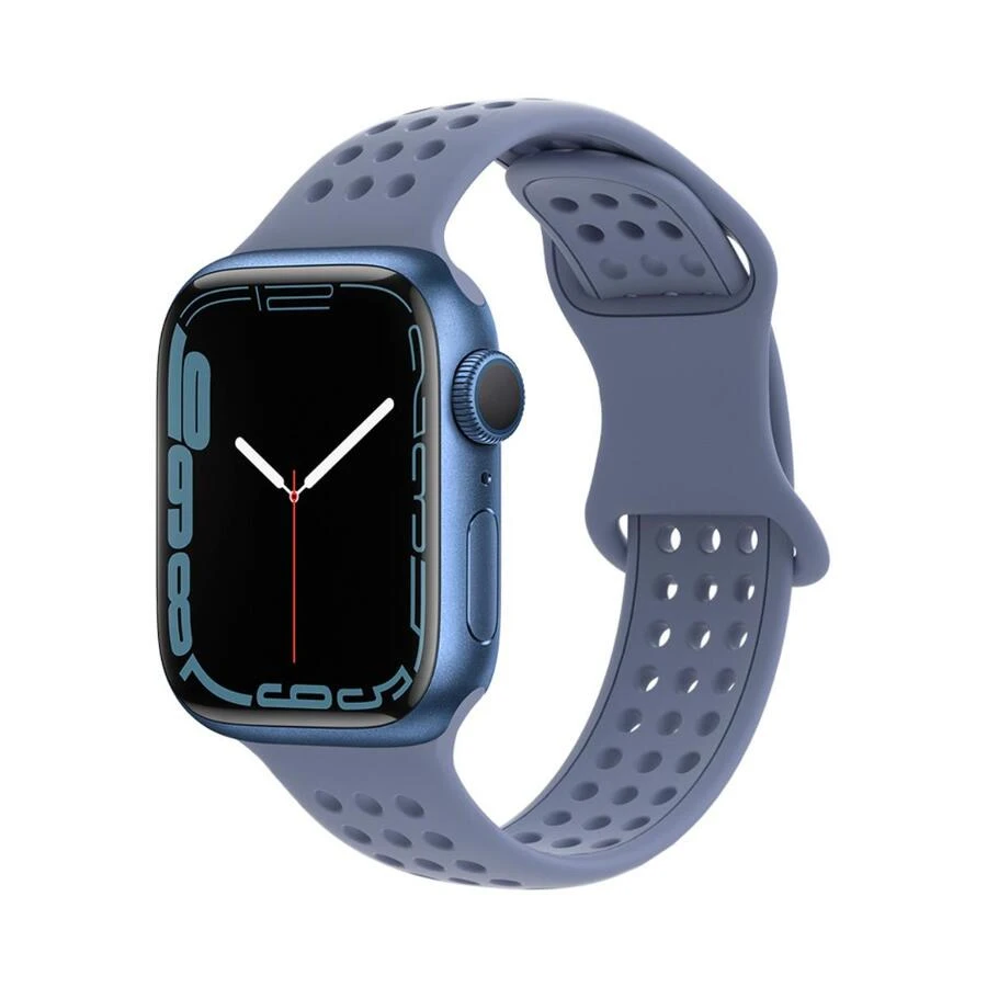 St.siabe1入組女式男士時尚休閒可愛單色多孔透氣矽膠蝴蝶扣錶帶帶Apple Watch錶帶38毫米40毫米41毫米45毫米44毫米42毫米49毫米皮帶，柔軟舒適防水腕帶替換錶帶帶Apple Watch Ultra系列SE/8/7/6/5/4/3/2/1智能錶帶配件 - 灰色 - 查看 1