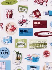 Bộ nhãn dán văn bản không thấm nước vẽ tay - Màu xanh lam - Xem 3