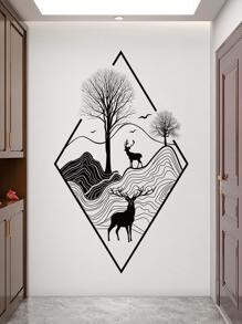 1入組森林小鹿自黏式牆貼家庭牆面裝飾 - 黑色 - 查看 4