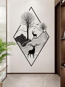 1入組森林小鹿自黏式牆貼家庭牆面裝飾 - 黑色 - 查看 3