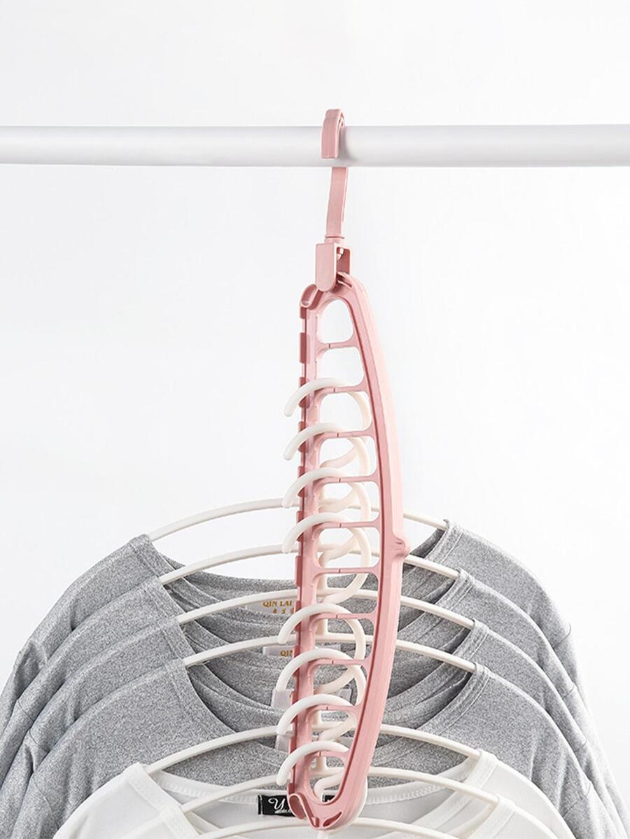 1入組多功能旋轉衣架,防滑可折疊&可旋轉晾乾架,11洞衣架收納適用於家庭&宿舍使用 - 粉色 - 查看 1