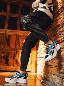 男士撞色繫帶老爹鞋,運動戶外運動鞋 - 彩色 - 查看 5