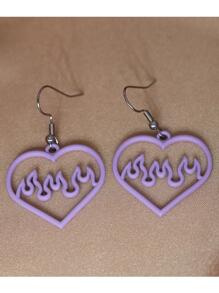 1 đôi bông tai trái tim ngọn lửa, trang sức tuyên bố thay thế cho bé gái, phụ kiện thời trang y2k, ý tưởng quà tặng ngày lễ, đồ nhồi - Màu tím - Xem 1