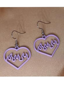1 đôi bông tai trái tim ngọn lửa, trang sức tuyên bố thay thế cho bé gái, phụ kiện thời trang y2k, ý tưởng quà tặng ngày lễ, đồ nhồi - Màu tím - Xem 2