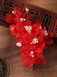 1 chiếc kẹp tóc ren kiểu Châu Âu dành cho cô dâu, phụ kiện tóc lãng mạn, kẹp tóc hình càng cua, kẹp tóc cài đầu, đồ dùng học tập, phụ kiện tóc, phụ kiện tóc cho nữ, ghim cài tóc - Đỏ - Xem 6