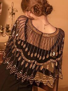 Dự tiệc 1 chiếc khăn choàng trang trí sequin thập niên 1920 Cape Evening Wrap - Nhiều màu - Xem 2