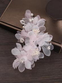 1 chiếc Organza Kẹp tóc cô dâu Lãng mạn Mũ sắt - Nhiều màu - Xem 2