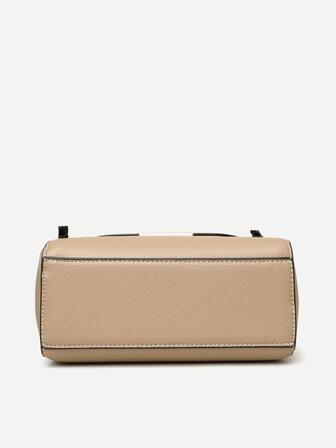 Vintage Simple Contrast Color Tote Bag Retro Flap Handbag For Women, Color Contrast Crossbody Bag, Fashion Multi Layer Purse With Top Handle, Fashionable Business Casual Bag For Women, Perfect For Office, Business And Work