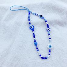 1入組藍色的邪惡之眼形狀手機吊墜 - 藍色 - 查看 3