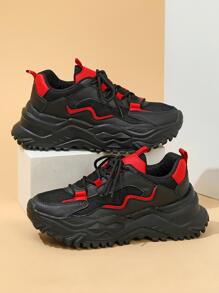 女性雙色透氣繫帶運動鞋,運動戶外老爹鞋 - 彩色 - 查看 4