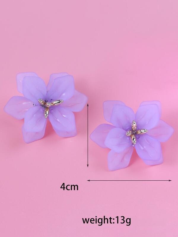 2pcs/set Versatile Polyresin Flower Design Stud Earrings For Women For