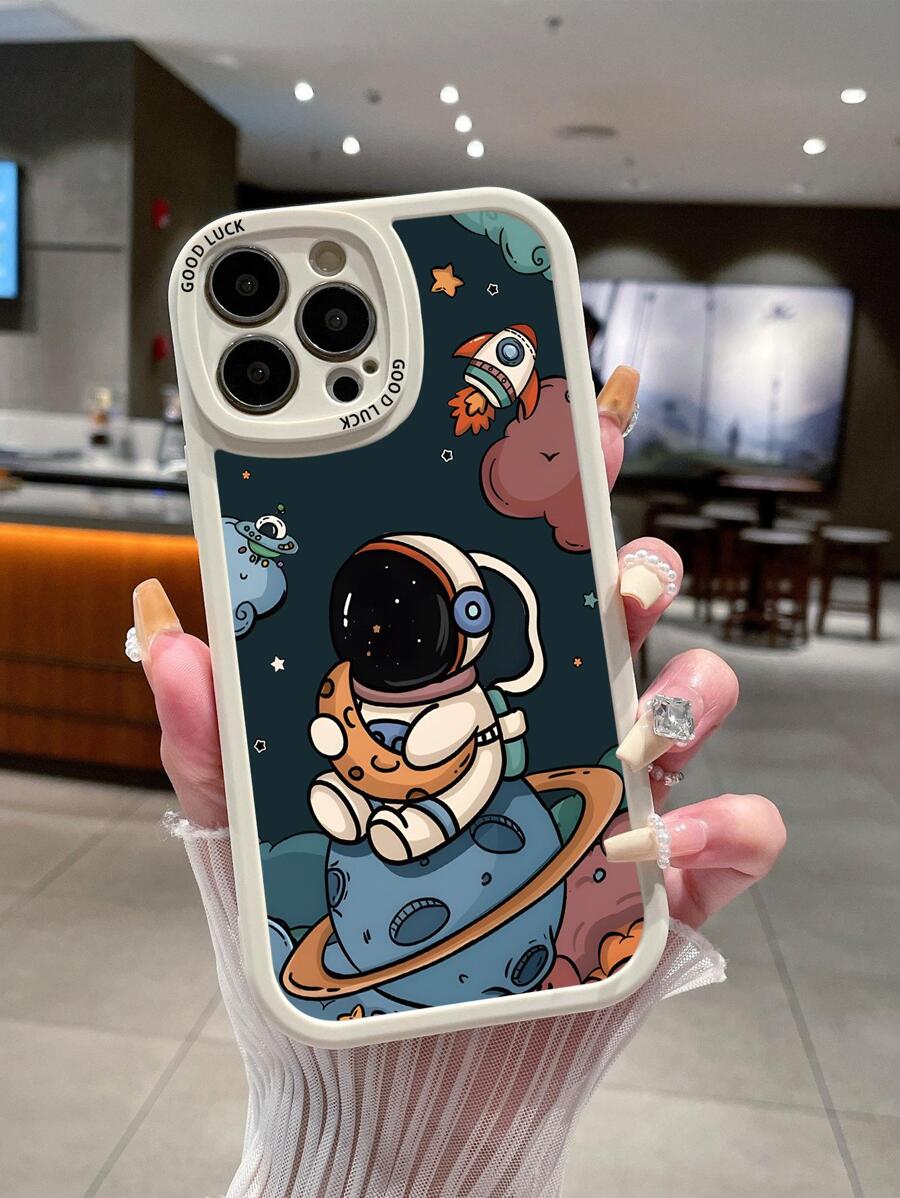 Funda para móvil con patrón de astronauta de dibujos animados - Blanco - Ver 1