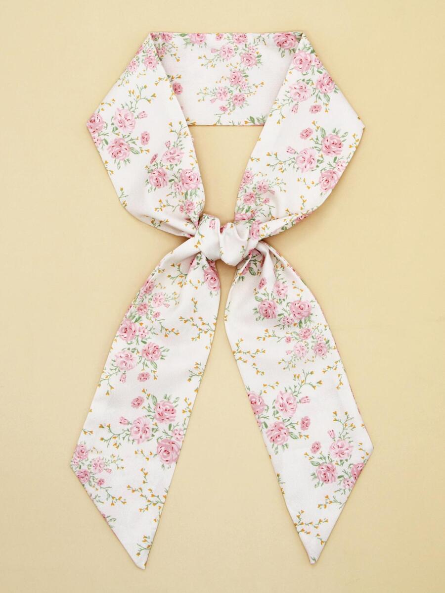 Floral Print Skinny Scarf - Multicolor - View 1