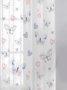 2入組簡約風和多用途蝴蝶圖案薄紗窗簾適用於客廳,臥室,和廚房 - 彩色 - 查看 2