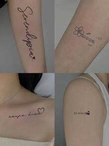 Fresh And Inspirational English Quote Tattoo Sticker Set 01 - Black - View 3
