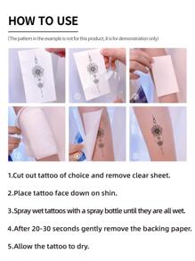 Conjunto De Pegatinas De Tatuajes De Frases En Inglés Frescas E Inspiradoras 02 - Negro - Ver 5