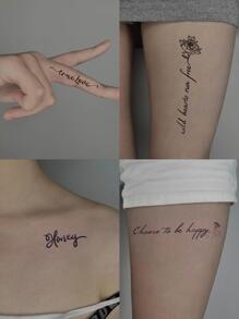 Conjunto De Pegatinas De Tatuajes De Frases En Inglés Frescas E Inspiradoras 02 - Negro - Ver 3