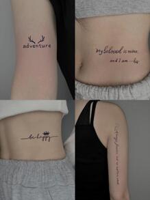 Conjunto De Pegatinas De Tatuajes De Frases En Inglés Frescas E Inspiradoras 02 - Negro - Ver 2