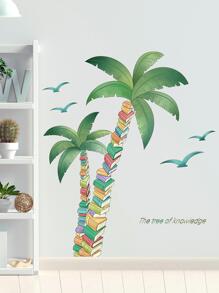 樹和書圖案牆貼 - 彩色 - 查看 3