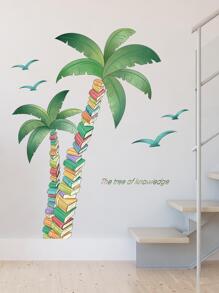 樹和書圖案牆貼 - 彩色 - 查看 1