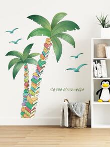 樹和書圖案牆貼 - 彩色 - 查看 5