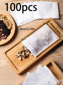 100pcs Disposable Drawstring Tea Bags Suitable For Soup Cooking, Chinese Herbal Medicine Brewing Back To School - White - View 5
