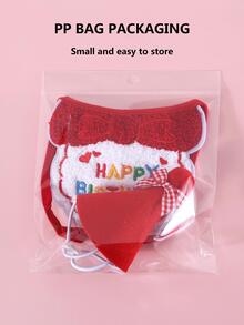 1 Set Of Birthday Hat And Pet Dog Saliva Towel, 2pcs - Red - View 4