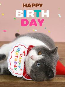 1 Set Of Birthday Hat And Pet Dog Saliva Towel, 2pcs - Red - View 6