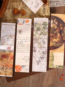 30入組復古植物設計精美包裝紙書籤 - 彩色 - 查看 5