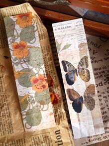 30入組復古植物設計精美包裝紙書籤 - 彩色 - 查看 2