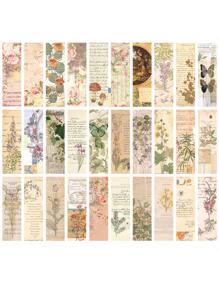 30入組復古植物設計精美包裝紙書籤 - 彩色 - 查看 6