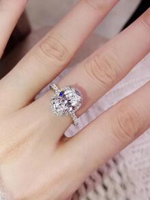 1 Bạc Sterling S925 Lớn Hình Elip Đính Đá Cubic Zirconia Nhẫn Cho Nữ Sang Trọng Hợp Thời Trang Đám Cưới Lãng Mạn Tuyên Bố Người Yêu Mỹ bộ Trang Sức Nhẫn Quà Tặng - Bạc - Xem 3